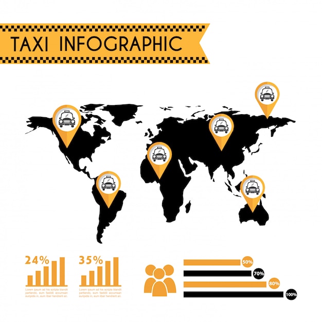 Progettazione del taxi sopra l'illustrazione bianca di backgroundvector Vettore Premium