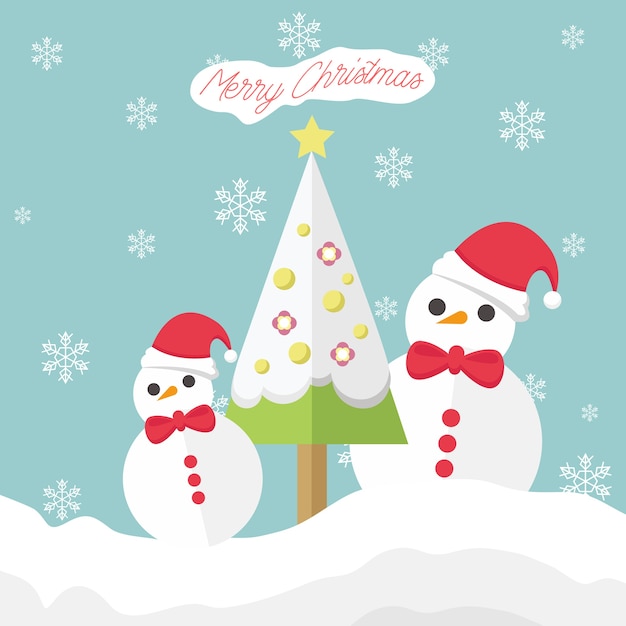 Buon Natale Freestyle Download.Pupazzo Di Neve Di Buon Natale Con L Illustrazione Del Grafico Di Vettore Del Fondo Dei Fiocchi Di Neve Vettore Premium