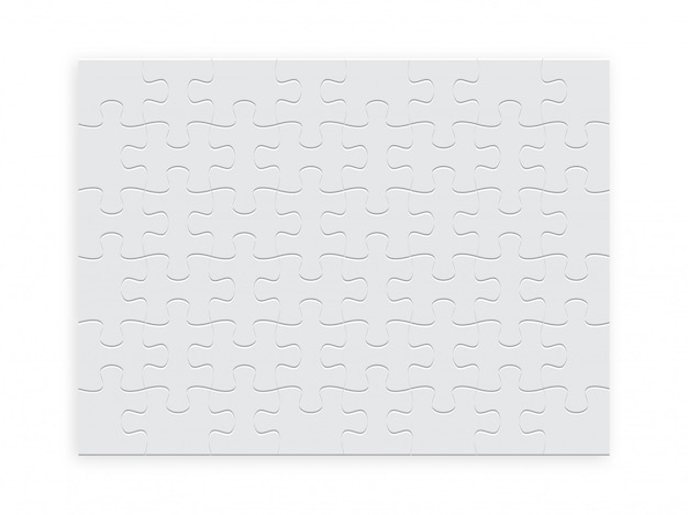 Puzzle rettangolare di parti di colore bianco. Vettore Premium