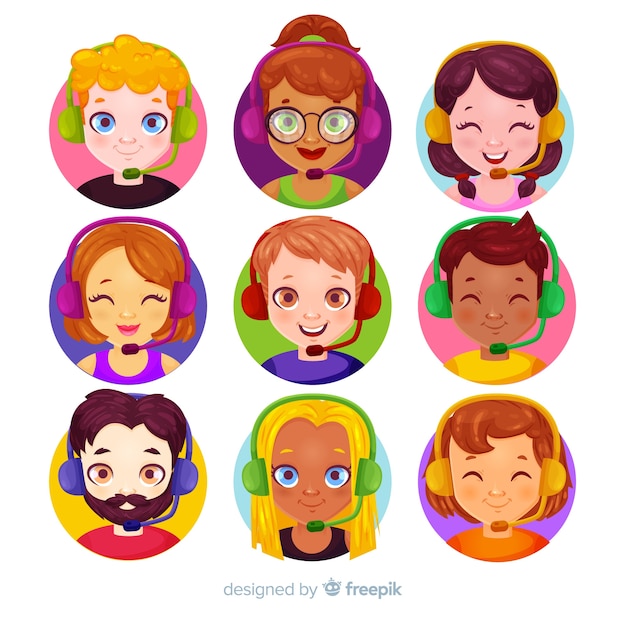 Raccolta di avatar di call center Vettore gratuito
