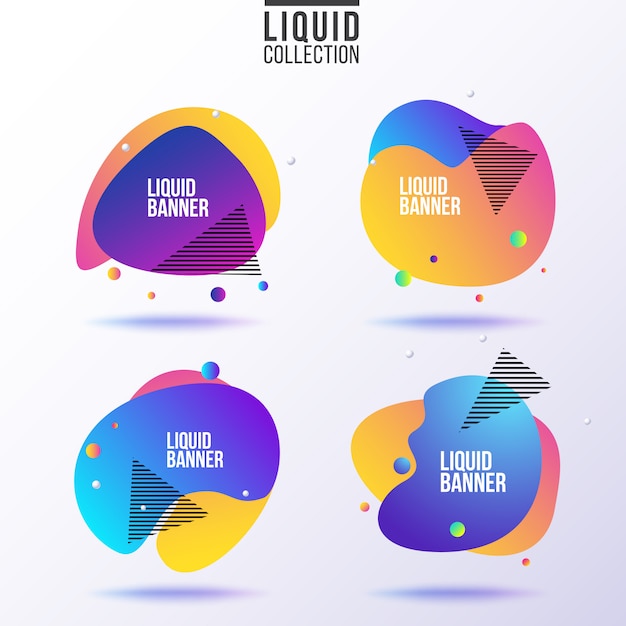 Raccolta di banner liquidi. Vettore Premium