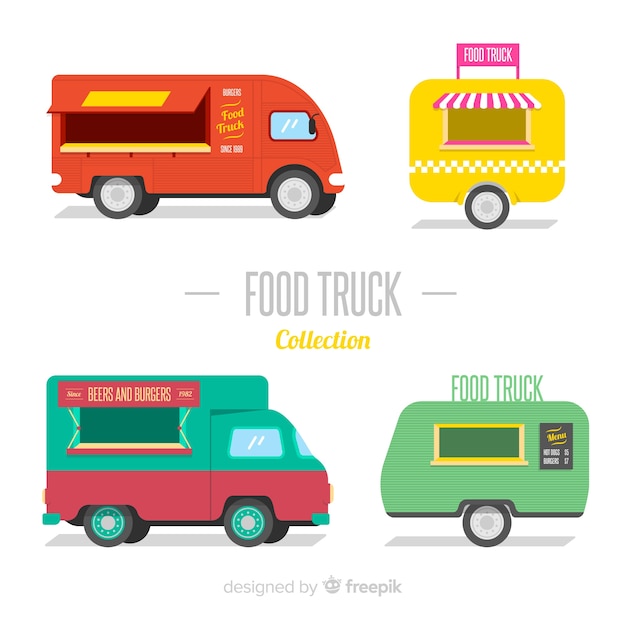 Raccolta di camion di cibo Vettore gratuito