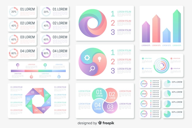 Raccolta di elementi infographic gradiente Vettore gratuito