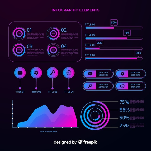 Raccolta di elementi infographic gradiente Vettore gratuito