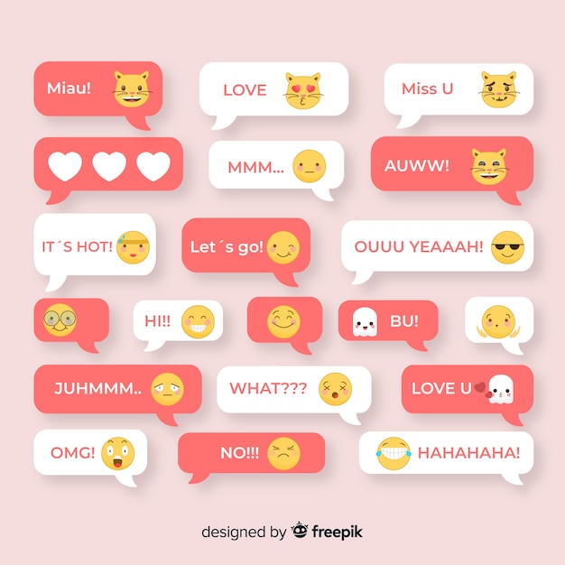 Raccolta di messaggi con emoji Vettore gratuito