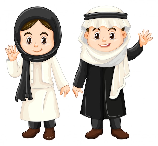 Ragazzo e ragazza in costume del kuwait Vettore gratuito