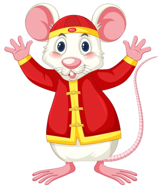 Ratto bianco in costume cinese Vettore gratuito