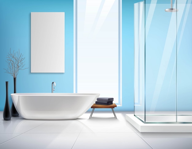 Realistico bagno interior design Vettore gratuito