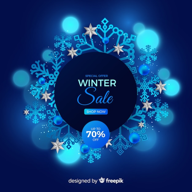 Realistico concetto di vendita invernale Vettore gratuito