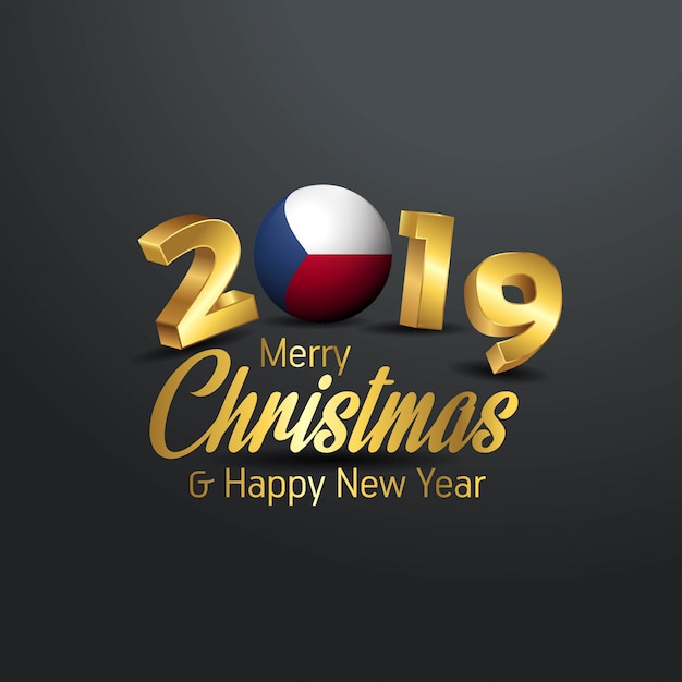 Buon Natale In Ceco.Repubblica Ceca Bandiera 2019 Tipografia Buon Natale Vettore Premium