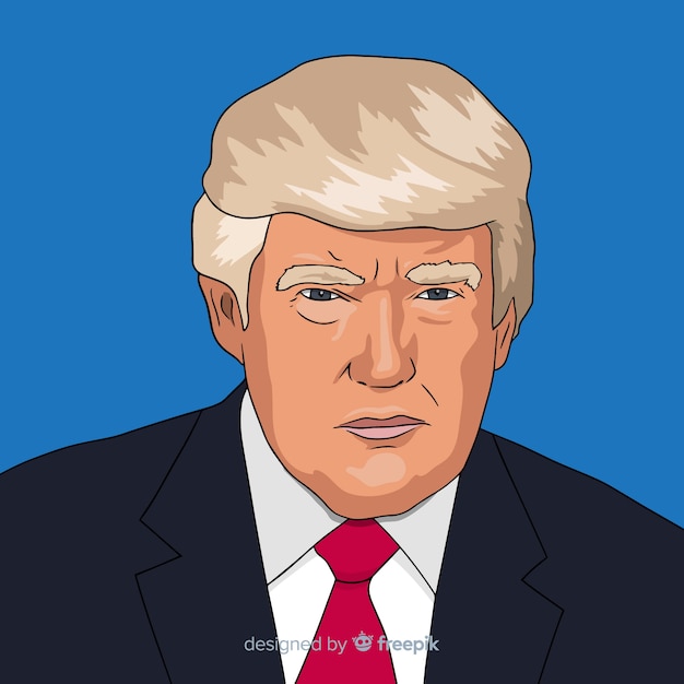 Ritratto di donald trump disegnato a mano Vettore gratuito