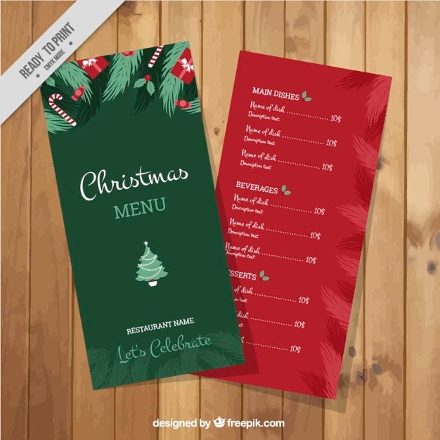 Suggerimenti Menu Di Natale.Rosso E Modello Di Menu Di Natale Verde Vettore Gratis