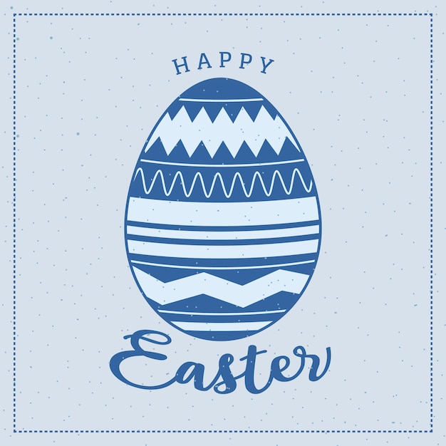Scheda di pasqua felice con l'uovo su priorità bassa blu-chiaro Vettore gratuito