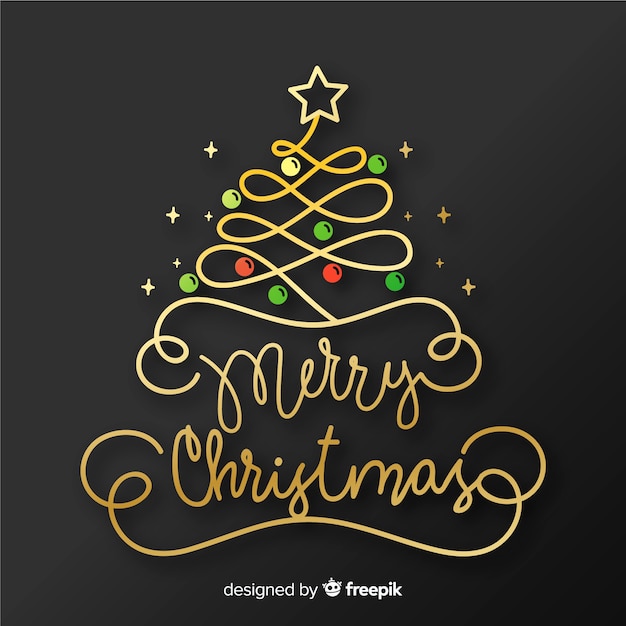 Scritte in merry christmas con palline e stelle Vettore gratuito