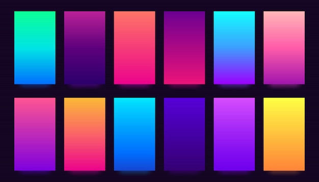 Set copertina sfumata, sfumature colorate, colori sfocati e smartphone vivido Vettore Premium