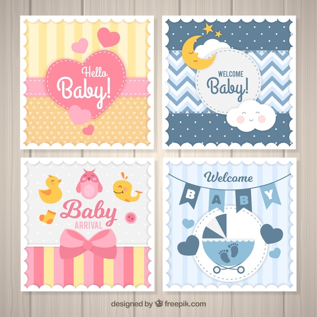 Set di carte per bambini in stile piatto Vettore gratuito