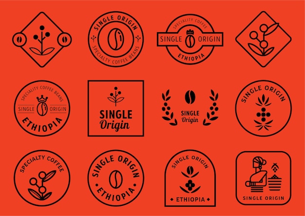 Set di design di badge a singola origine Vettore Premium