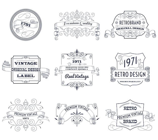 Set di etichette vintage Vettore gratuito