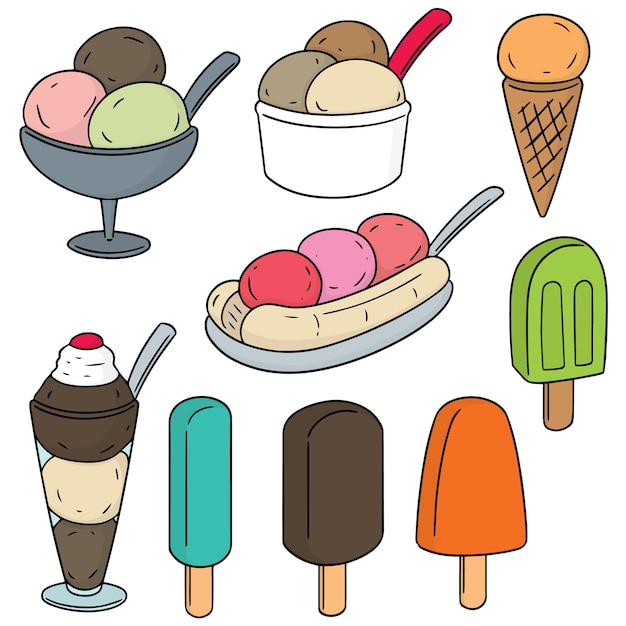 Set di gelato Vettore Premium