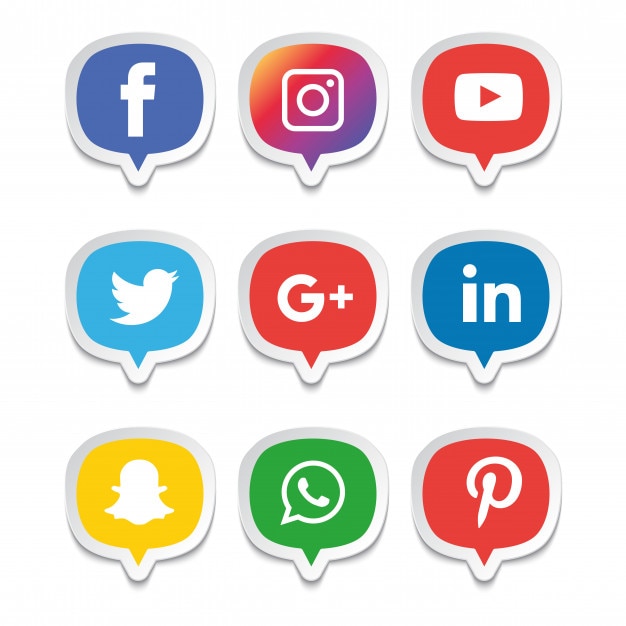 Set di icone di social media. logo illustrator. facebook, instagram, whatsapp, Vettore Premium