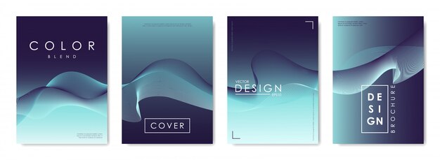 Set di modelli di design per copertine con sfondo sfumato vibrante. Vettore Premium