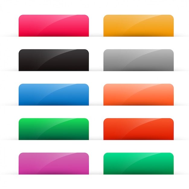 Set di pulsanti web lucido colorato Vettore gratuito