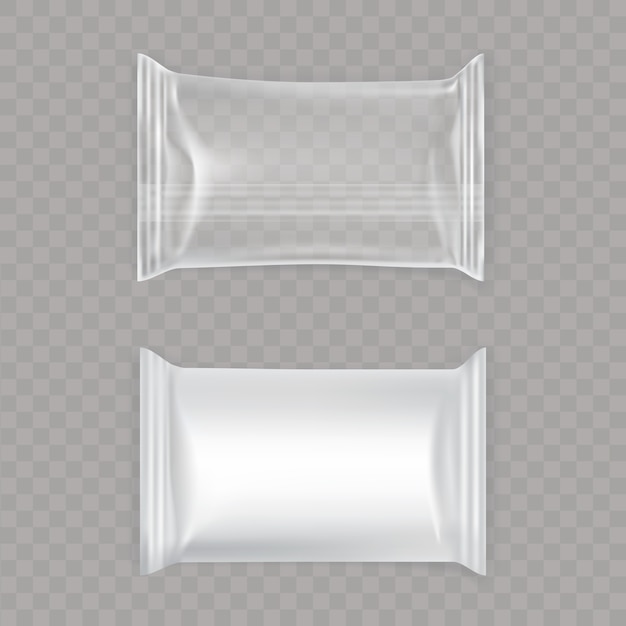 Set di sacchetti di plastica bianchi e trasparenti. Vettore gratuito