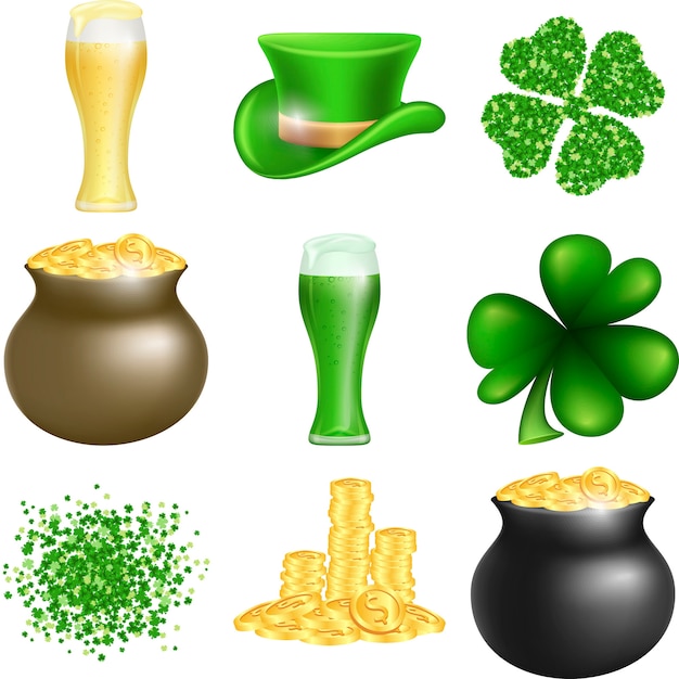 Set di saint patricks day Vettore Premium