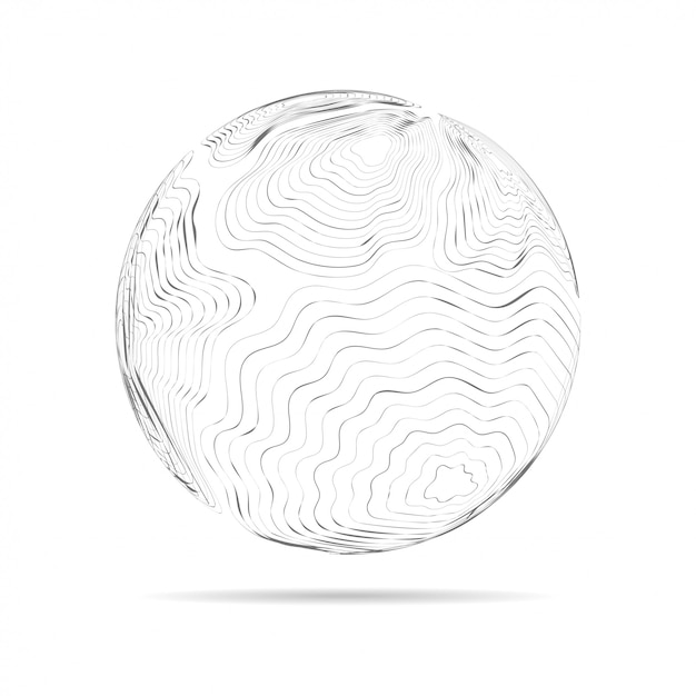 Sfera con linee collegate. wireframe digitale della rete globale Vettore Premium