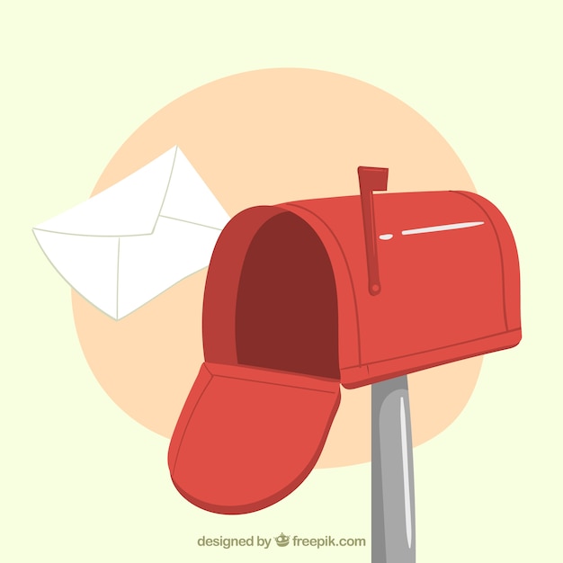 Sfondo cassetta postale rossa con busta disegnata a mano Vettore gratuito