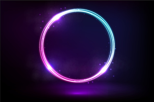 Sfondo Circolare Luce Al Neon Viola E Blu Vettore Gratis