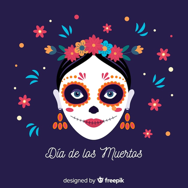 Sfondo colorato dia de muertos in design piatto Vettore gratuito
