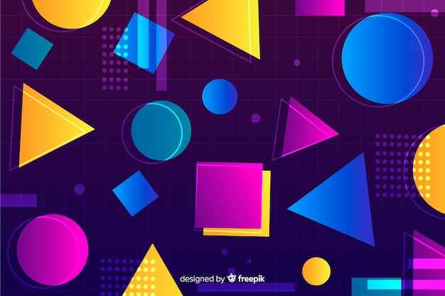 Sfondo decorativo colorato geometrico anni '80 Vettore gratuito