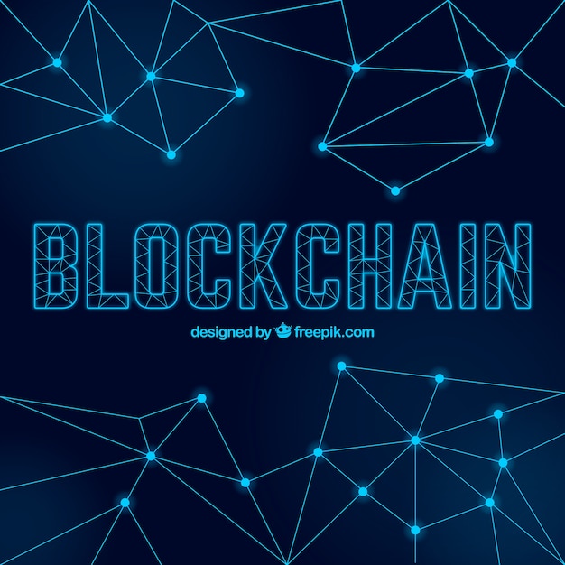 Sfondo di blockchain con punti e linee Vettore gratuito
