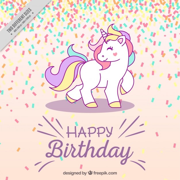 Sfondo di compleanno con unicorno  Scaricare vettori gratis