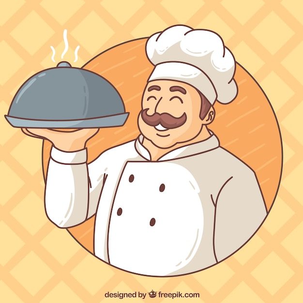 Sfondo di cuoco disegnato a mano Vettore gratuito