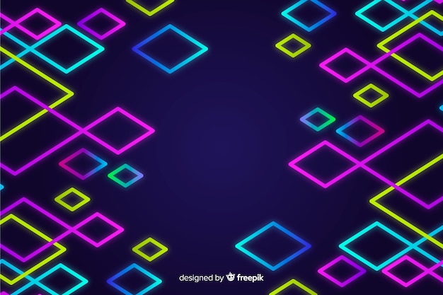 Sfondo di forme geometriche colorate al neon Vettore gratuito