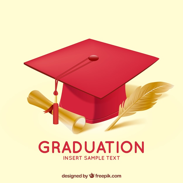 Sfondo di laurea con mortarboard Vettore gratuito