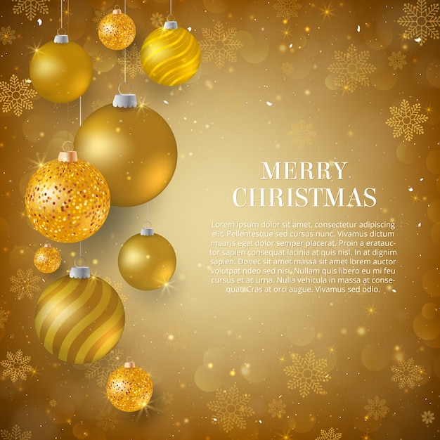Immagini Natale Oro.Sfondo Di Natale Con Palline Di Natale Oro Vettore Premium