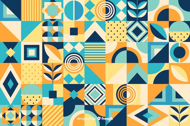 Sfondo di piastrelle mosaico geometrico piatto Vettore gratuito