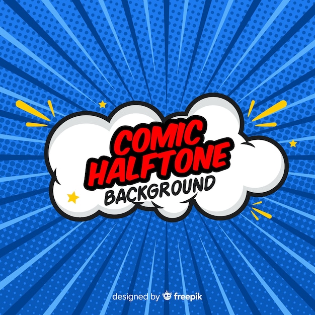 Sfondo mezzitoni comico blu Vettore gratuito