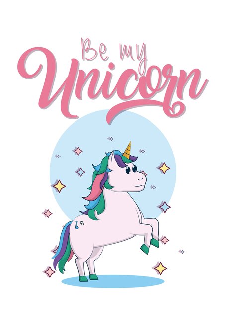 Sii la mia carta unicorno Vettore Premium