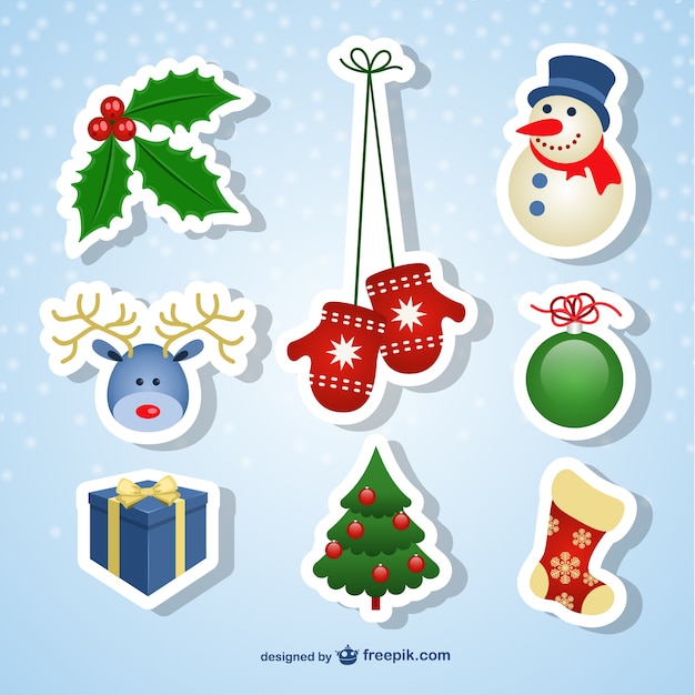 Stickers Natale.Vettore Gratis Simpatici Adesivi Di Natale