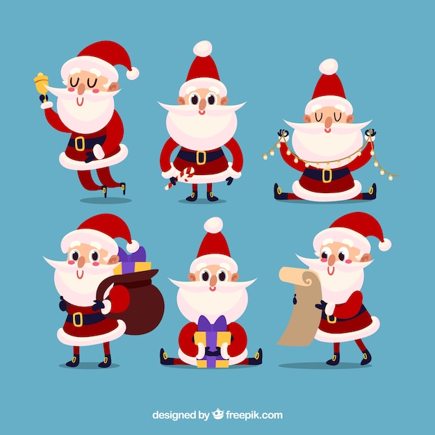 Immagini Babbo Natale Simpatico.Simpatici Personaggi Del Set Di Babbo Natale Vettore Gratis