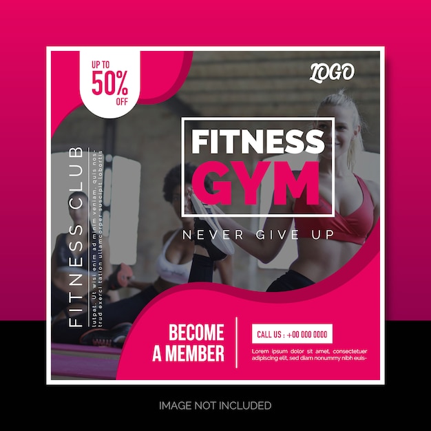 Social media instagram post o quadrato banner design fitness gym Vettore Premium