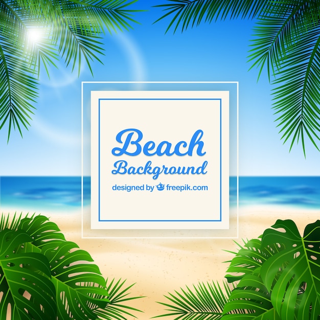 Spiaggia tropicale con un design realistico Vettore gratuito