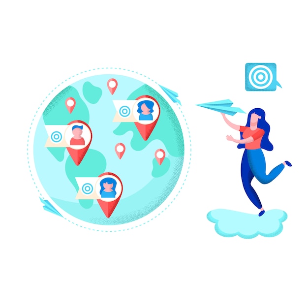 Sviluppo di banner informativi percorso email piatto. Vettore Premium