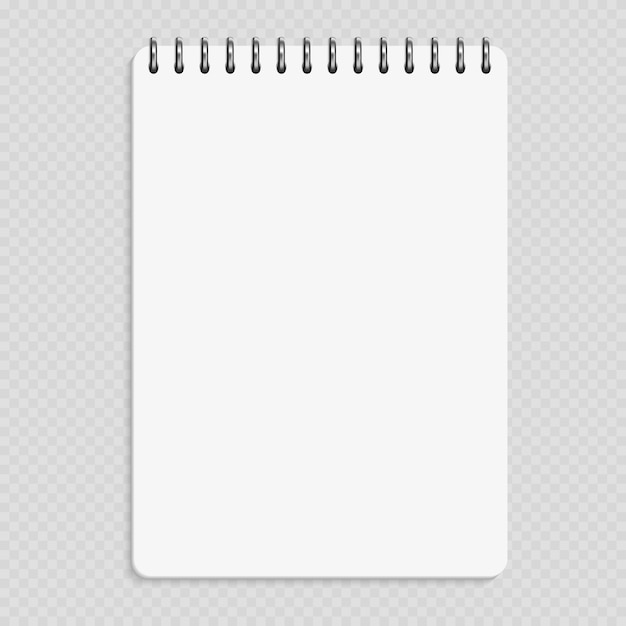 Taccuino verticale - mockup di blocco note pulito isolato su sfondo trasparente Vettore Premium