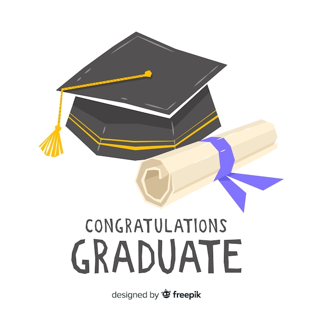 Tappo di laurea e diploma con design piatto Vettore gratuito