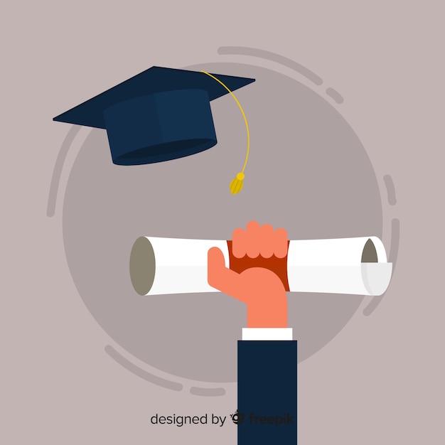 Tappo di laurea e diploma con design piatto Vettore gratuito